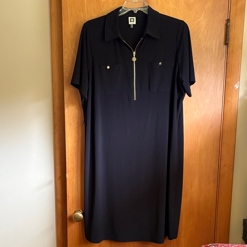 Anne Klein Black Midi Dress with Zip Detail
